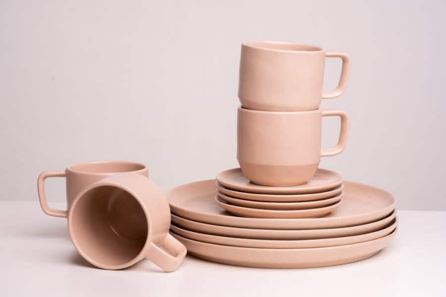 Roser Keramik Geschirr Set, Rosa Tasse, Rosa Teller, Rosa Tapas Teller