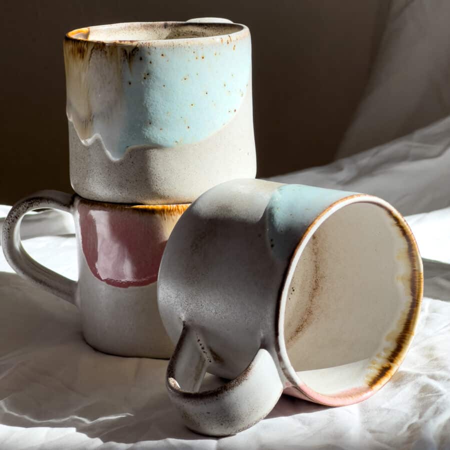 Tasse im Eiscreme look zugehörig zum 2tlg Keramik Geschirrset