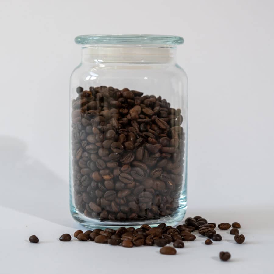 Kerzenglas als Aufbewahrungsglas für Kaffeebohnen